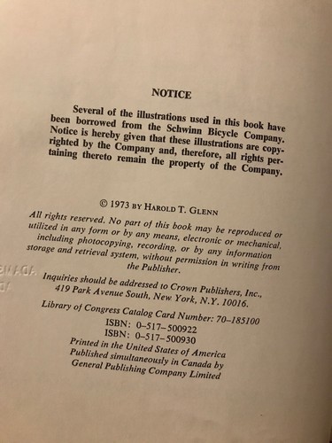 Glenn’s Complete Bicycle Manual Hardcover Book Vintage