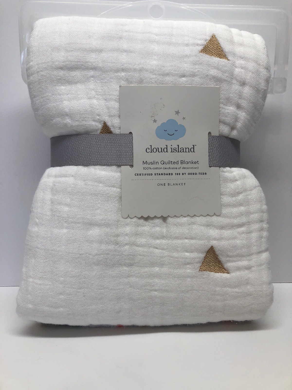 NEW Muslin Quilt Blanket Metallic Gold Triangles Cloud Island True