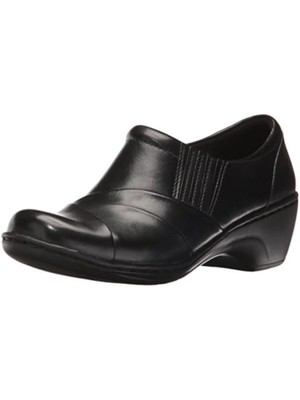 

Женские черные амортизирующие кожаные сабо CLARKS Channing Essa с круглым носком, длина 6,5 м, Черный, 61170888