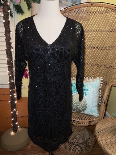 Pre-owned Lilly Pulitzer Leclair Dress Onyx Sequin Sea Swirl Mesh Size M,l,xl ❤️‍? In Black