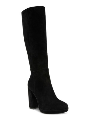 Женские черные кожаные ботинки Marcello с круглым носком на блочном каблуке STEVE MADDEN, 9,5 М