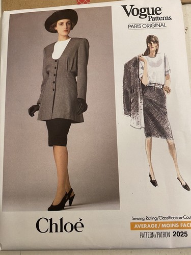 VOGUE PATTERN 2025 Jacket Skirt Top Vintage 80s CHLOE Uncut