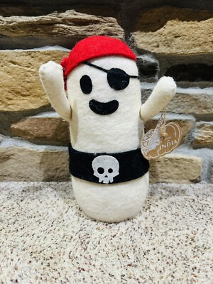 Halloween 11  Inch Felt Wool Weighted Pirate Ghost Figurine