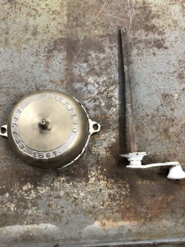 Antique Taylor's Brass Victorian Hand Crank Door Bell ~ Long Crank 4
