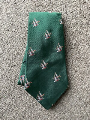 Brooks Brothers Makers 100% Silk Designer Tie Green Duck Print Italy