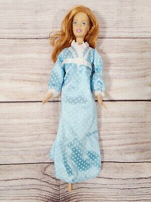 Vintage Mattel Barbie Fashion Doll 1999 Nightgown Lingerie Blue Polka Dot