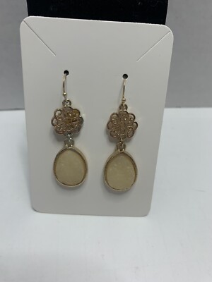 Francesca s Ivory Druzy Dangle Goldtone Drop Earrings Stunning