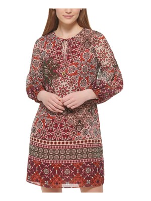 Женское оранжевое платье-сорочка с разрезом и рукавом 3/4 на подкладке с оранжевым галстуком VINCE CAMUTO Petites 4P