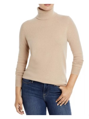 

C Женский бежевый свитер с высоким воротником и длинными рукавами