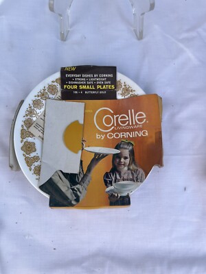 Corning Ware Corelle Butterfly Gold  Dessert Bread Plate 6 3/4  D Set of 4 NEW
