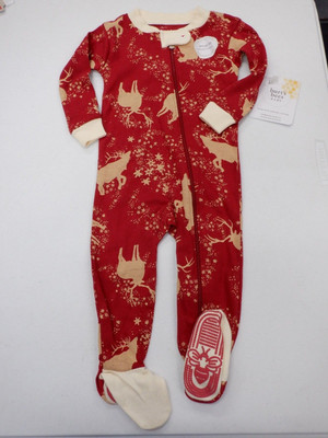 BURT'S BEES SIZE 6-9 MONTHS STARRY CHRISTMAS FOOTED SLEEPER ORGANIC NEW #21876