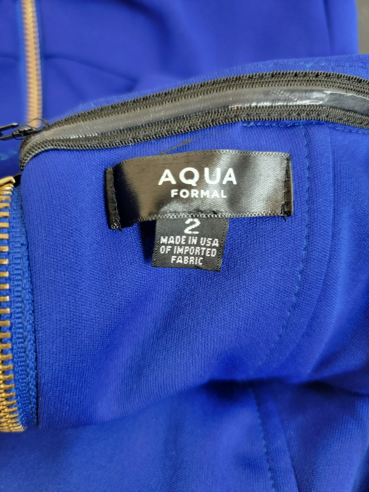 AQUA Off-the-Shoulder Scuba Crepe Gown Women's 2 Marine Back Zip Closure S/S - Picture 18 of 20