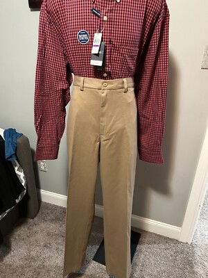 ARCHITECT KHAKI FLAT FRONT CLASSIC FIT MUST HAVE KHAKI PANTS 42/32 NWT