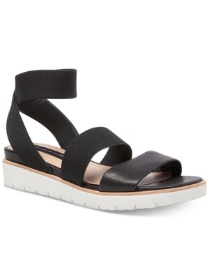

STEVE MADDEN Женские черные эластичные сандалии Gambel с круглым носком на платформе без шнуровки, Черный, GAMB01D1