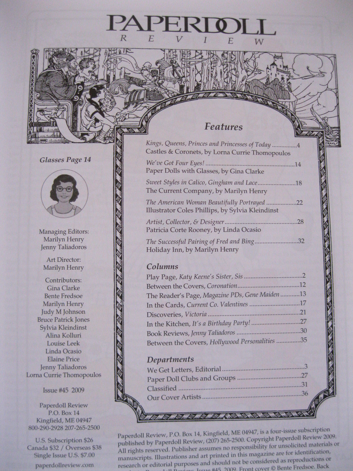 Paperdoll Review Magazine Issue #45, 2009-Royalty, PDs w/Glasses, Coles Phillips