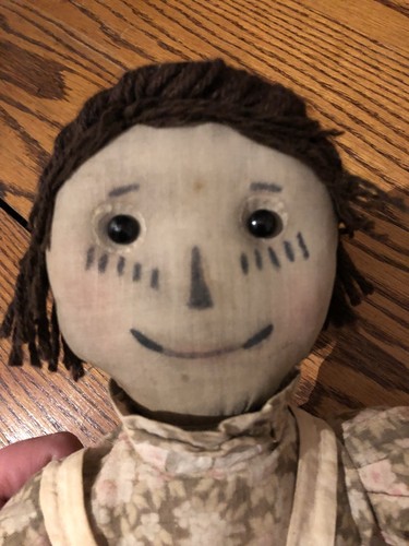 Rare Early Volland Raggedy Ann Doll Hand Painted Face Cottage Industry Folk Doll