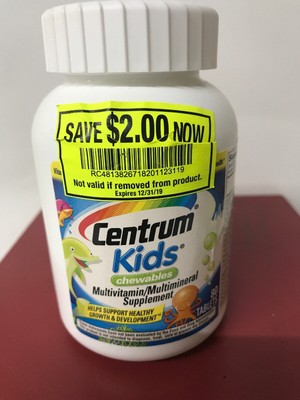 Centrum Kids Multivitamin/Multimineral Supplement (Cherry, Orange, & Fruit...