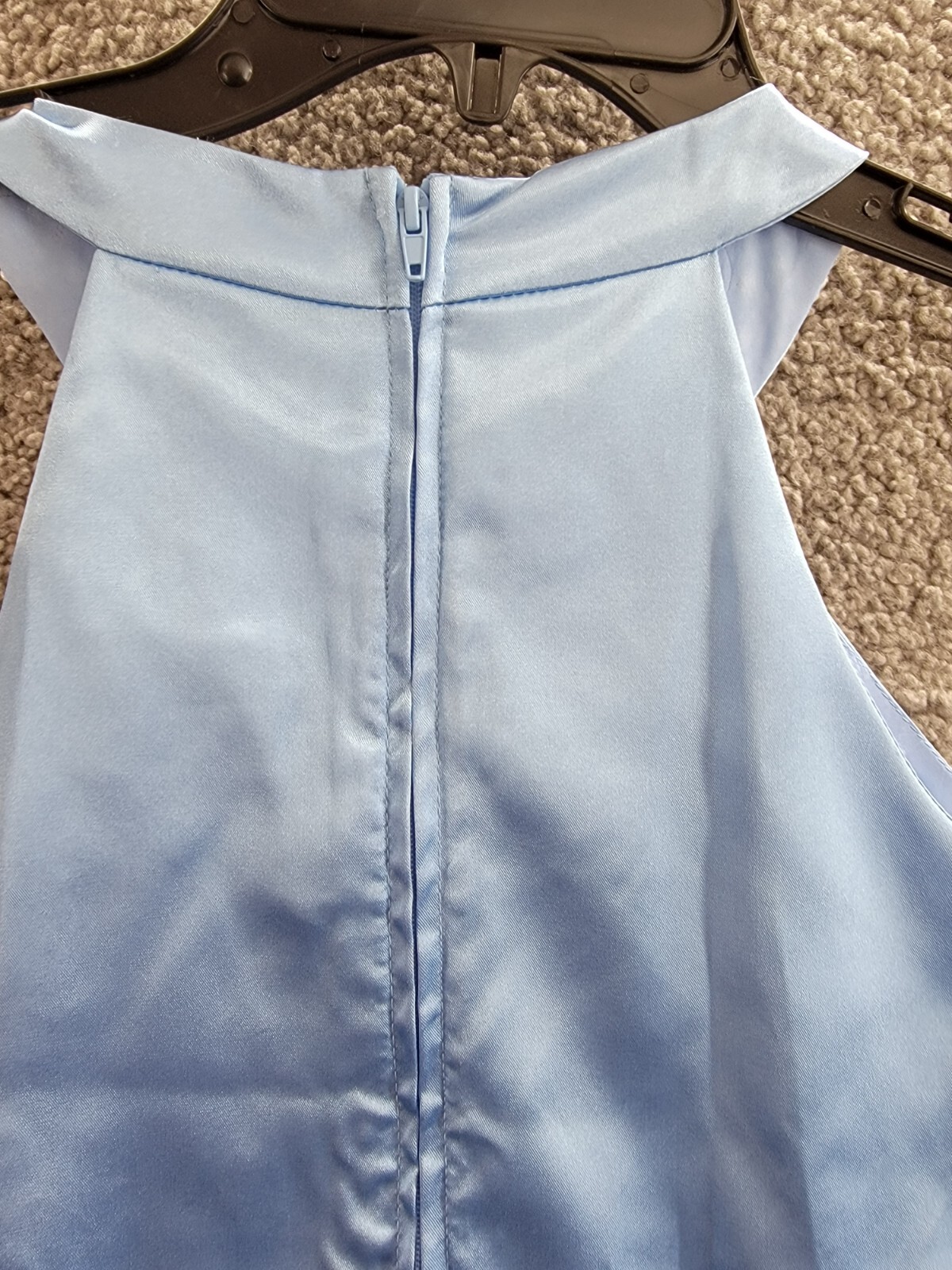 Rare Editions Sleeveless Imitation Pearl Halter Dress Big Girls 10 Blue Back Zip - Picture 11 of 16