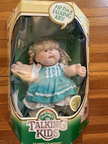 Blonde Hair, Brown Eyes Cabbage Patch Kids Talking Kids Doll NIB! NEW! Mounted