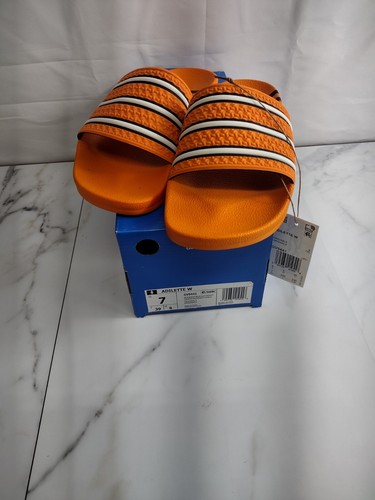 adidas★ADILETTE W Adidas Adilette Slides ~ Orange/White Women's Size 6 Us 7