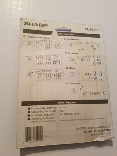 Sharp EL-6390B 1MB MEMO MASTER ALARM 600 3-Line PDA Electronic Organizer