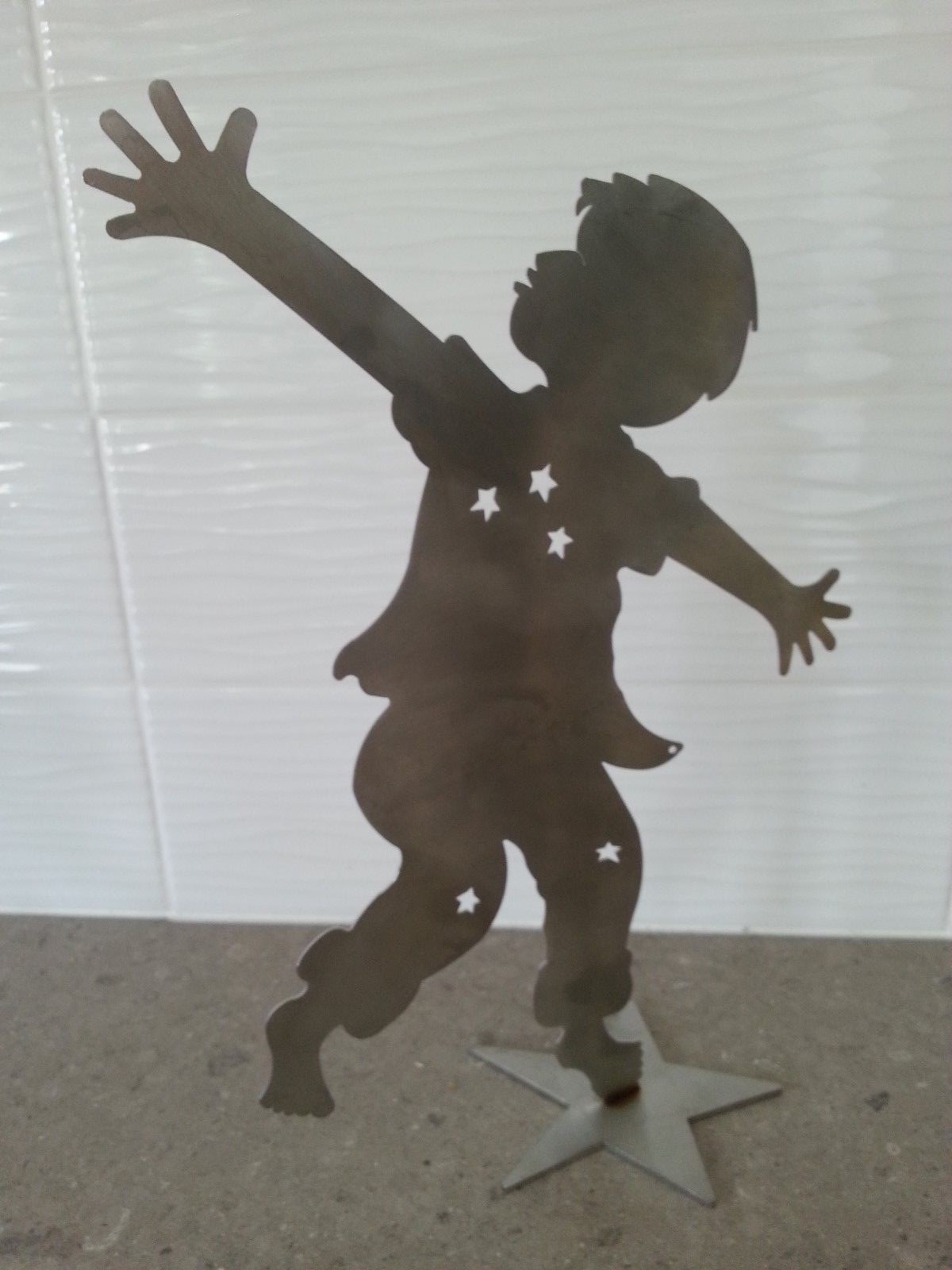 Stainless Steel Laser Cut Sculpture Dancing Children Playful Boy Girl Figurine