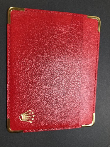 Vintage Rolex Red Leather Credit Card Holder Wallet Business Sport-coat  Slide