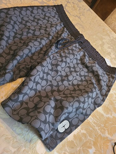 Pre-owned Coach Mens Shorts Limited Edition 2xl Authentic Logo Signature Black