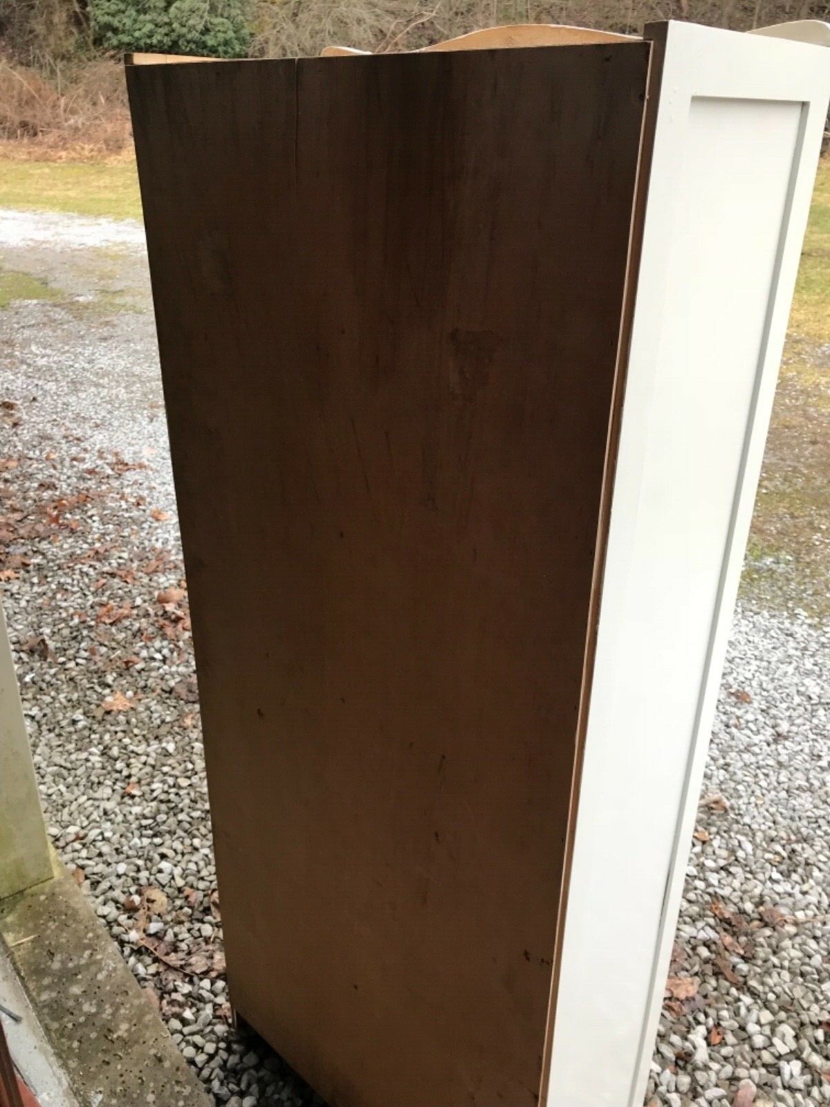 Antique Vintage Kitchen Cupboard Stenciled Glass Deco 1940’s Hutch White