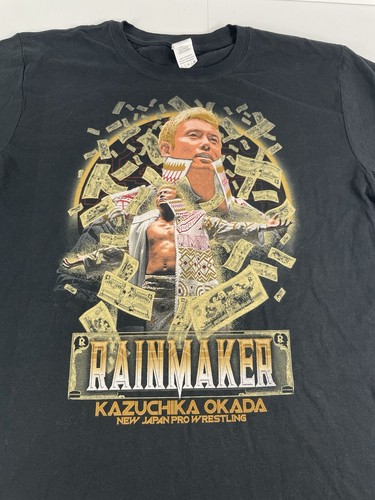 トップス RAINMAKER 2023aw PLEATED SHIRT Kazuchika Okada Rainmaker Large Black T Shirt Japanese Pro