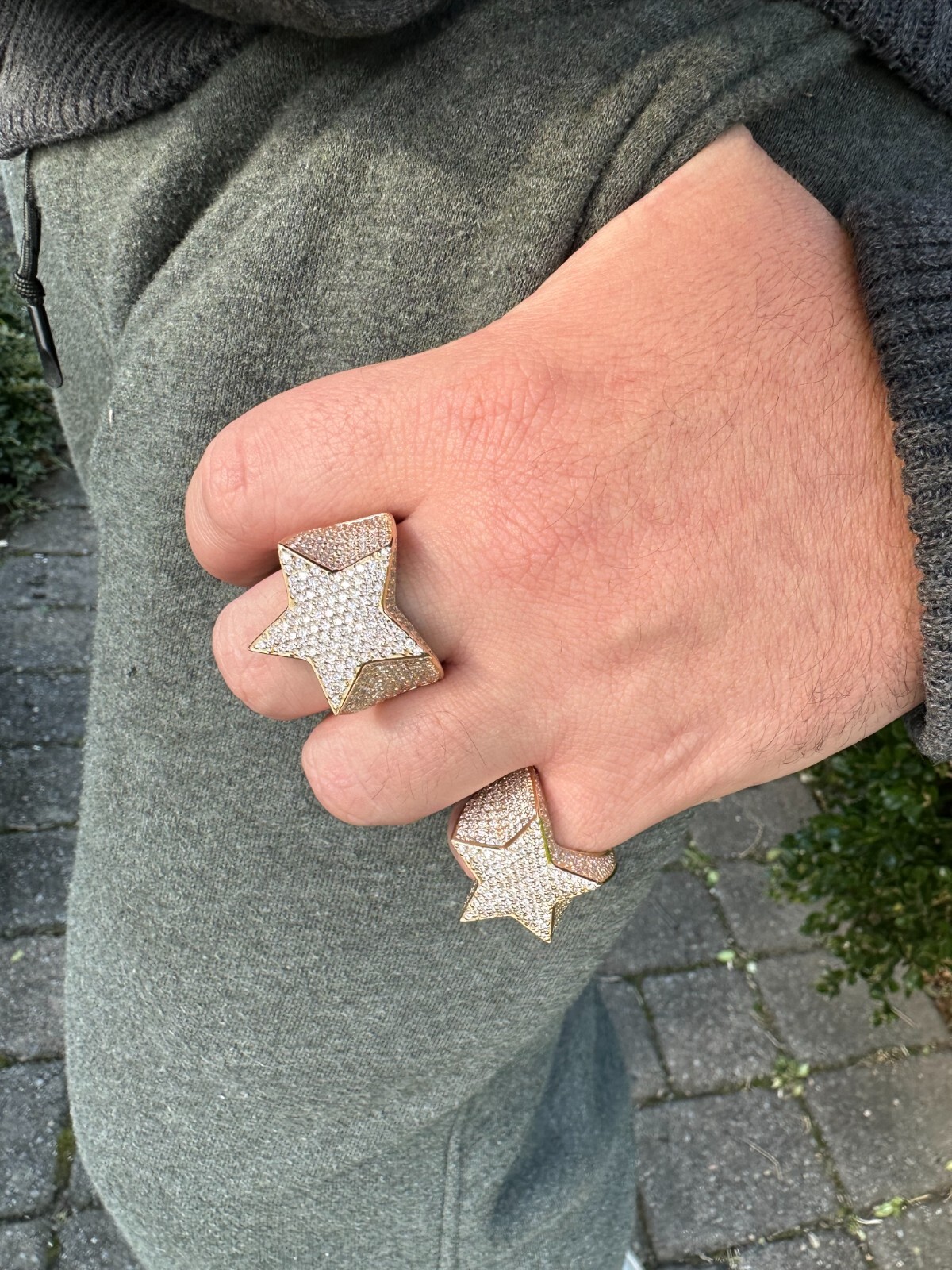 Pre-owned Silver 4.99ct Real Diamond Hip Hop Solid 14k Yellow Gold Iced Star Ring Size 7-13 22g