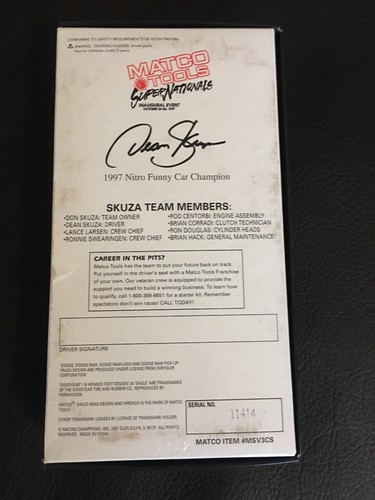 Dean Skuza 1997 Matco Supernationals Nitro Funny Car Champion Set of 3
