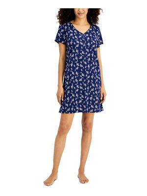 

Нижнее белье CHARTER CLUB Темно-синяя ночная рубашка с отделкой Henley Picot Paisley, Navy