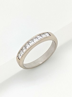 14k White Gold 75ctw Princess Cut Channel Set Diamond Wedding