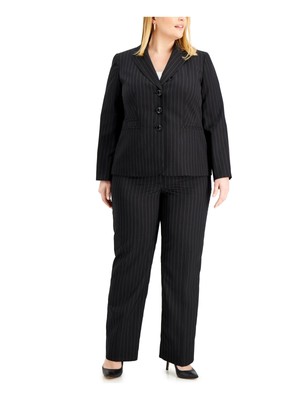 

LE SUIT WOMAN Женский черный блейзер на крючках и перекладине, брючный костюм с прямыми штанинами плюс