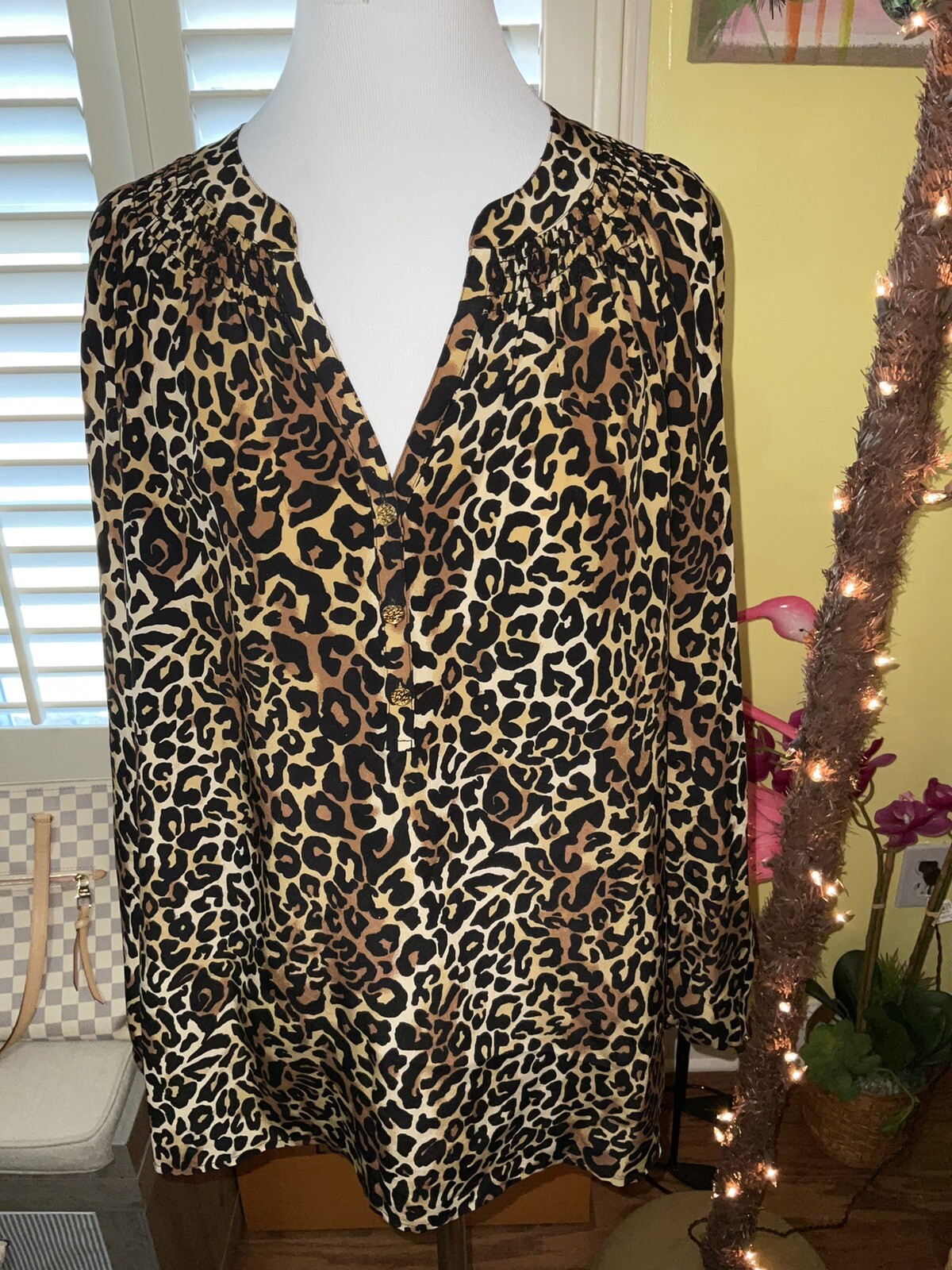 Pre-owned Lilly Pulitzer Elsa Silk Top ? Onyx My Favorite Spot Size S,m,l In Multicolor