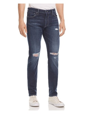 

SMN DENIM Мужские темно-синие зауженные зауженные джинсы из смесового хлопкового денима, Navy, M102-CAM-TCK