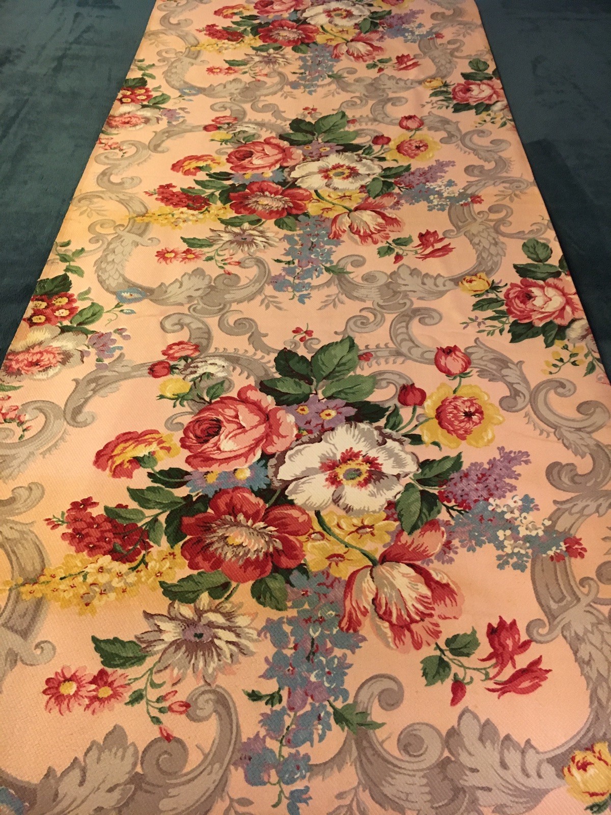 Vintage Barkcloth Fabric - 4  3/4 Yards