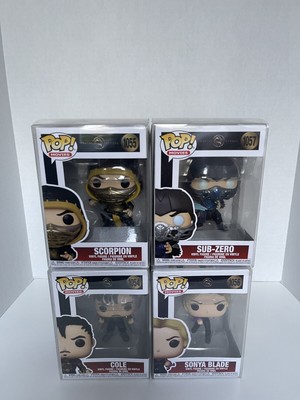 Funko Pop Mortal Kombat 2021 Set. Scorpion Sub-Zero Sonya Cole. New w/ protector