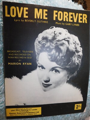 VINTAGE ORIGINAL SHEET MUSIC 1958 LOVE ME FOREVER MARION RYAN