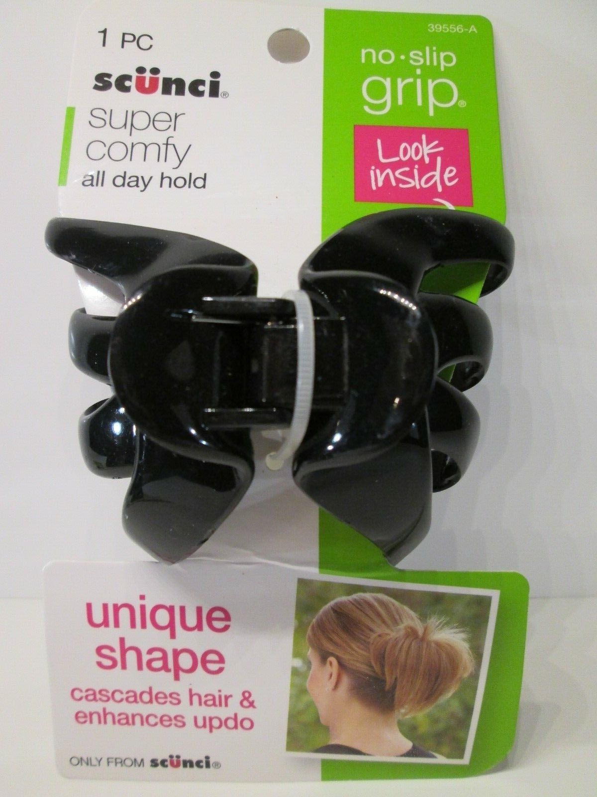 2pc scunci Hair Accessories Claw No Slip Grip  Black Unique Shape Lot#41