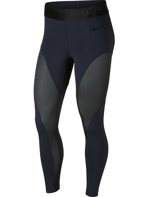 NIKE Women's Pro Warm 7/8 Training Leggings sz S Small Obsidian Blue Black