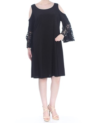 Женское черное платье-сорочка R&M RICHARDS с расклешенным рукавом длиной до колена плюс 18 Вт