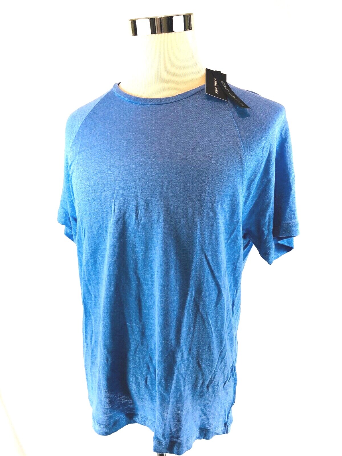 Michael Kors Leinen Raglan Blau Kurzarm Rundhalsausschnitt TShirt Herren LXL