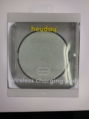 Heyday 10W Qi Enabled Wireless Pad Fabric Charging Puck - Powder Blue 063