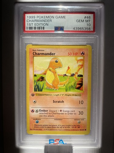 1999 Charmander Pokemon Base Set Shadowless 1st Edition #46 PSA 10 GEM MINT