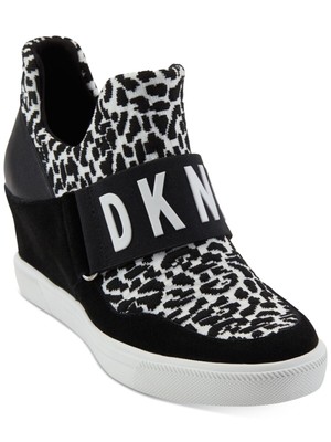 

DKNY Женские черные кожаные спортивные кроссовки на танкетке Cow Cosmos без шнуровки 6 м, Черный, COSMOS