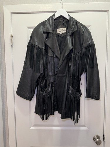 Albert Duke Leather Vintage Fringe Jacket Womens S
