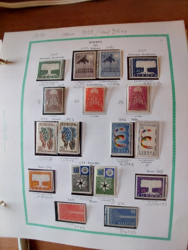Timbres Neufs ** Europa X 17 Tp AnnÃ©Es 1957 CÃ´Te Y&T 2022 =207â¬