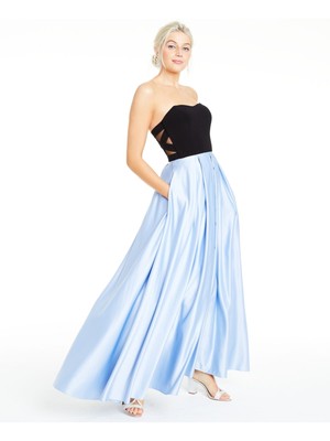 

BLONDIE Женское голубое длинное платье на молнии без бретелек для юниоров, Light blue